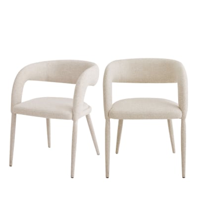 Lot de 2 fauteuils de table en tissu - beige chiné