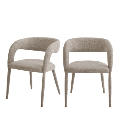 Lot de 2 fauteuils de table en tissu - marron chiné