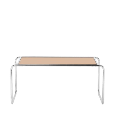 Table basse en verre pieds chrome l80cm - verre ambré