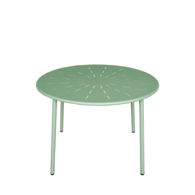 Table à manger de jardin 4 personnes ronde en métal  - vert