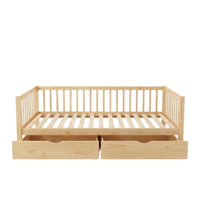 Lit transformable + 2 tiroirs bois pin 90x190cm