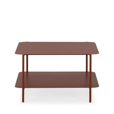 Table basse en métal à double plateau - marron glacé