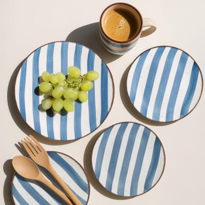 Assiette dessert en faïence bleu