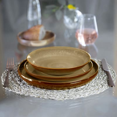 Assiettes dessert en grès beige