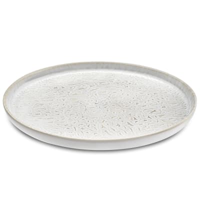 Assiette de présentation en grès beige texturé
