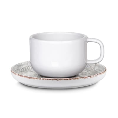 Tasse et soucoupe thé en grès gris texturé