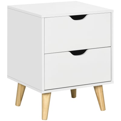 Chevet design scandinave 2 tiroirs bois pin panneaux blanc