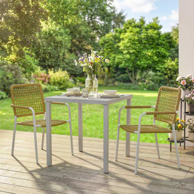 Lot de 2 chaises de jardin empilables 2 places résine tressée jaune