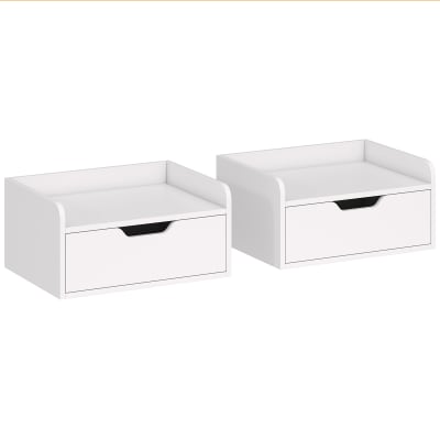 Tables de chevet murales tiroir coulissant bois blanc
