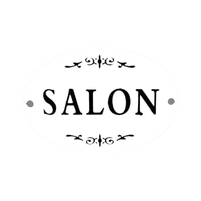 Plaque de porte décorative vintage salon fer blanc noir 10.5x8cm