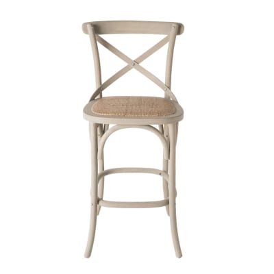 Chaise de comptoir en bois massif et cannage l50 cm