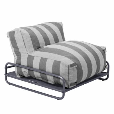 Chauffeuse rayée salon de jardin modulable et structure grise
