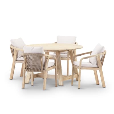 Ensemble de table et 4 chaises table en bois ronde D130