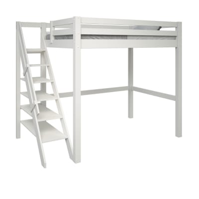 Lit mezzanine deux places pin blanc 140x200
