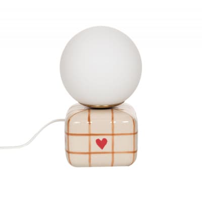 Lampe chevet maya coeur beige en céramique