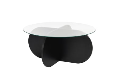 Table basse effet bois et verre noire l75 cm