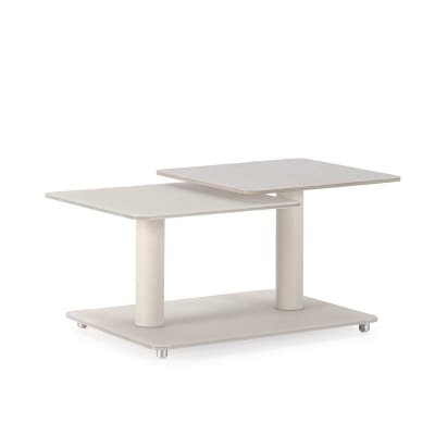 Table basse pivotante avec plateaux en verre l114 cm - travertin