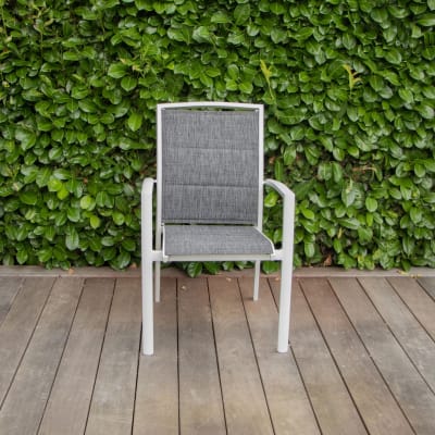 Fauteuil de jardin en aluminium et textilène gris chiné 57x61x87 cm