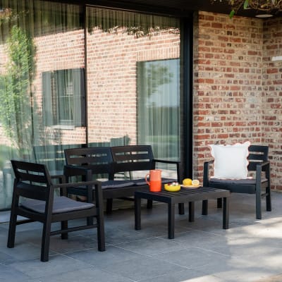 Salon bas jardin en polypropylène gris anthracite 180x80x75 cm