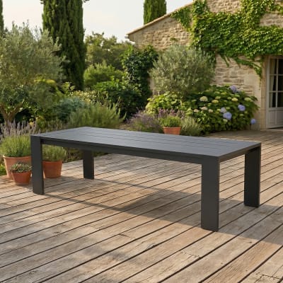 Table de jardin avec un plateau en aluminium noir 280x100x77cm