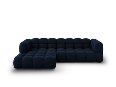 Canapé d'angle gauche modulable 4 places en velours bleu roi