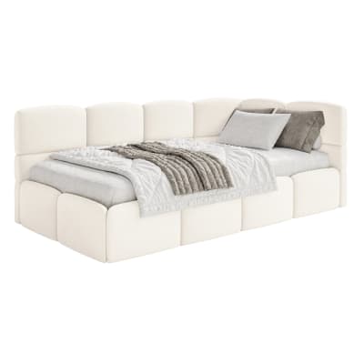 Lit ado 120 cm, velours, droite, crème