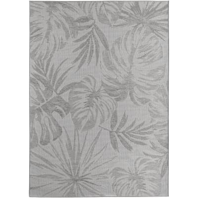 Tapis extérieur et intérieur à motifs plantes gris 160x230cm