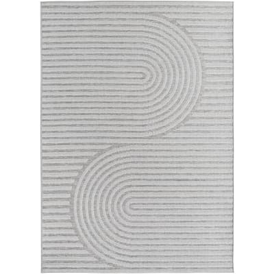Tapis extérieur et intérieur à motifs géométriques gris 140x200cm