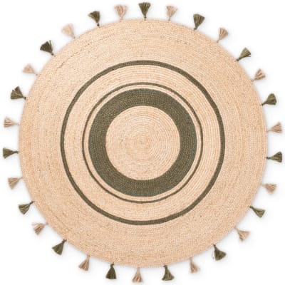 Tapis rond en jute pompon 150cm