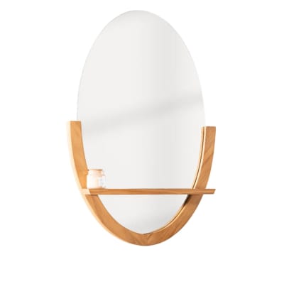 Miroir anita de salle de bain ovale en teck massif
