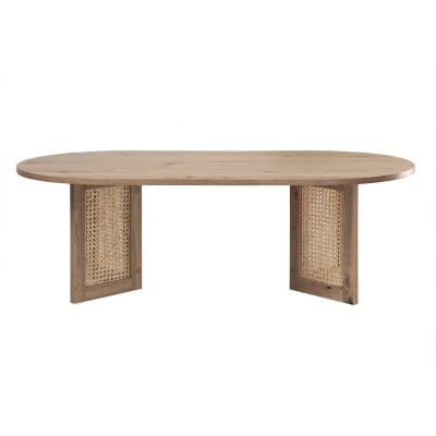 Table basse ovale avec piètements rotin l120 cm