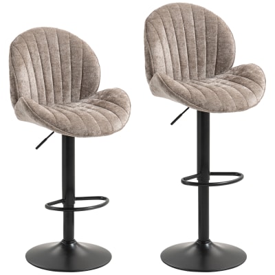 Tabourets de bar pivotantes forme de coquillage acier marron