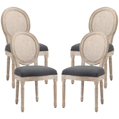 Chaise salle à manger médaillon style louis xvi bois massif gris