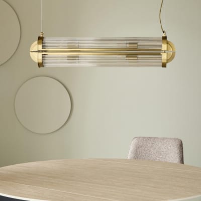 Lustre en verre et métal chromé