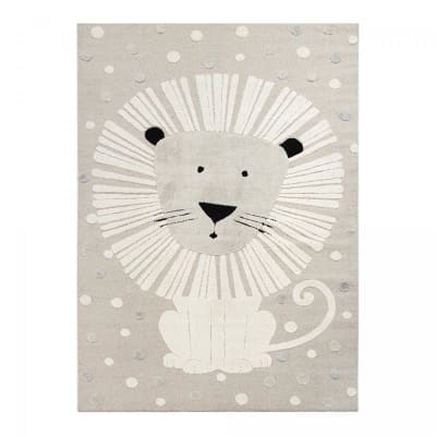 Tapis enfant 140x200cm tapis beige motif lion facile d'entretien