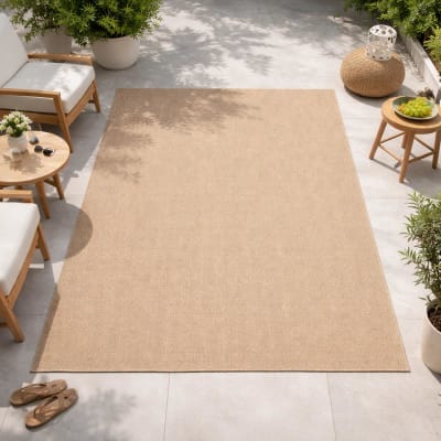 Tapis extérieur intérieur aspect jute motif uni beige 160x230