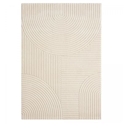 Tapis de couloir motif simple ton sur ton, doux et soyeux, écru 80x300