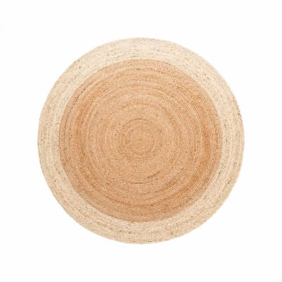 Tapis rond 160 x 160-rond cm, ronde, jute tissé main, motif simple