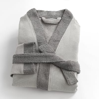 Peignoir double face nid d'éponge en coton gris clair 8xl