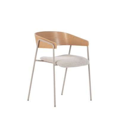 Lot de 2 fauteuils de table en tissu, bois et métal - beige
