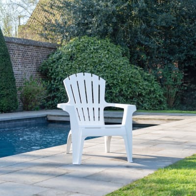 Fauteuil adirondack de jardin en polypropylène blanc  85x75cm