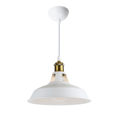 Suspension industrielle métal blanc 27 cm