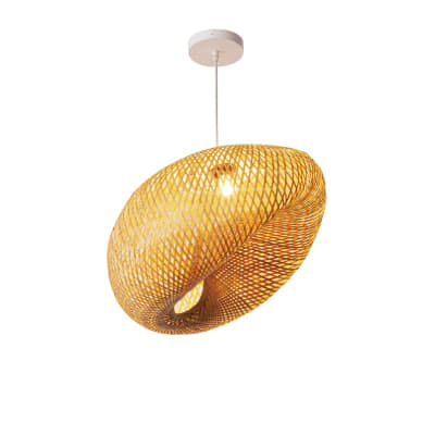 Suspension bohème bambou rotin naturel Ø45 cm