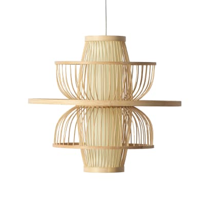 Suspension orientale bambou rotin naturel Ø45 cm