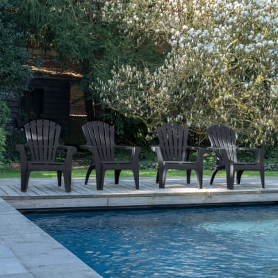 Fauteuils adirondack de jardin x4 en polypropylène anthracite 85x75cm
