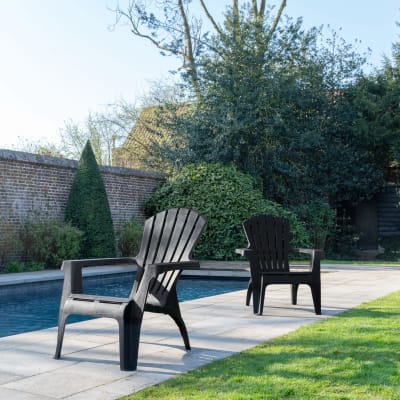 Fauteuils adirondack de jardin x2 en polypropylène anthracite 85x75cm