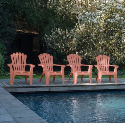 Fauteuils adirondack de jardin x4 en polypropylène terracotta 85x75cm