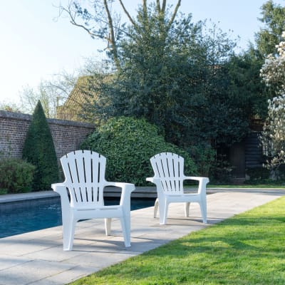 Fauteuils adirondack de jardin x2 en polypropylène blanc  85x75cm