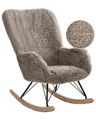 Fauteuil à bascule fourrure synthétique taupe