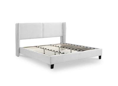 Lit double en tissu effet peau de mouton gris clair 160x200 cm